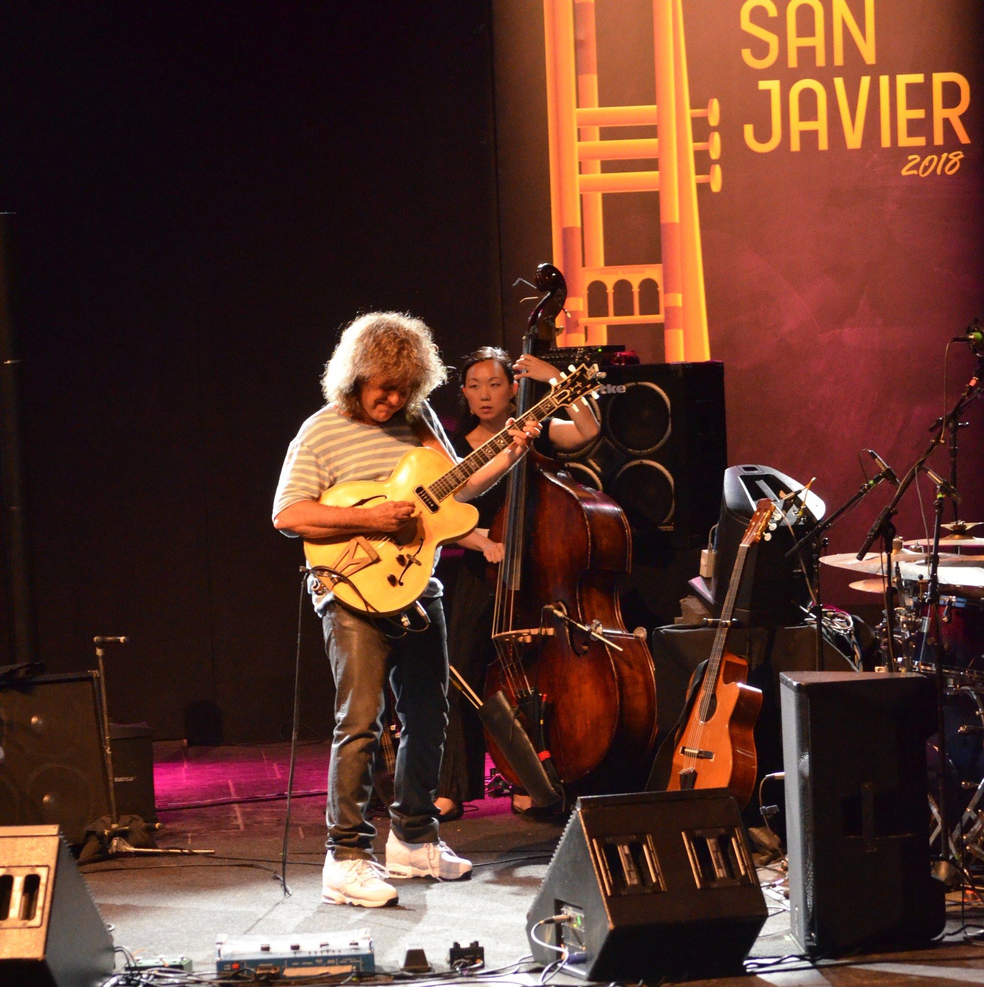 Pat Metheny on stage with his band at the San Javier Jazz Festival in Spain, 2018